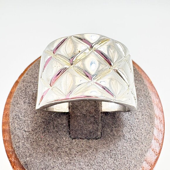 VTG Solid Sterling Silver 925 Textured Finish Tapered Band Ring Size 8.25 - Picture 4 of 12